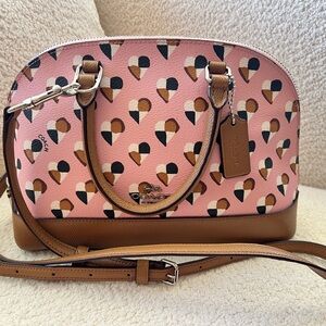 Coach Mini Sierra Satchel with Checkers Heart Print on Coated Canvas in Blush